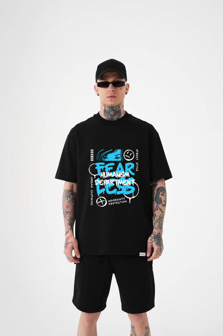 DEPT_404 – Black Oversized Tee