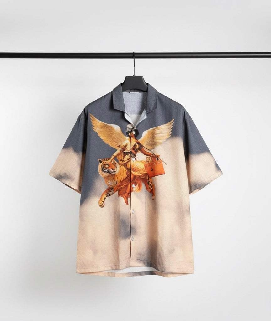 ANGELIC ASCENT – Oversized Linen Blend Shirt