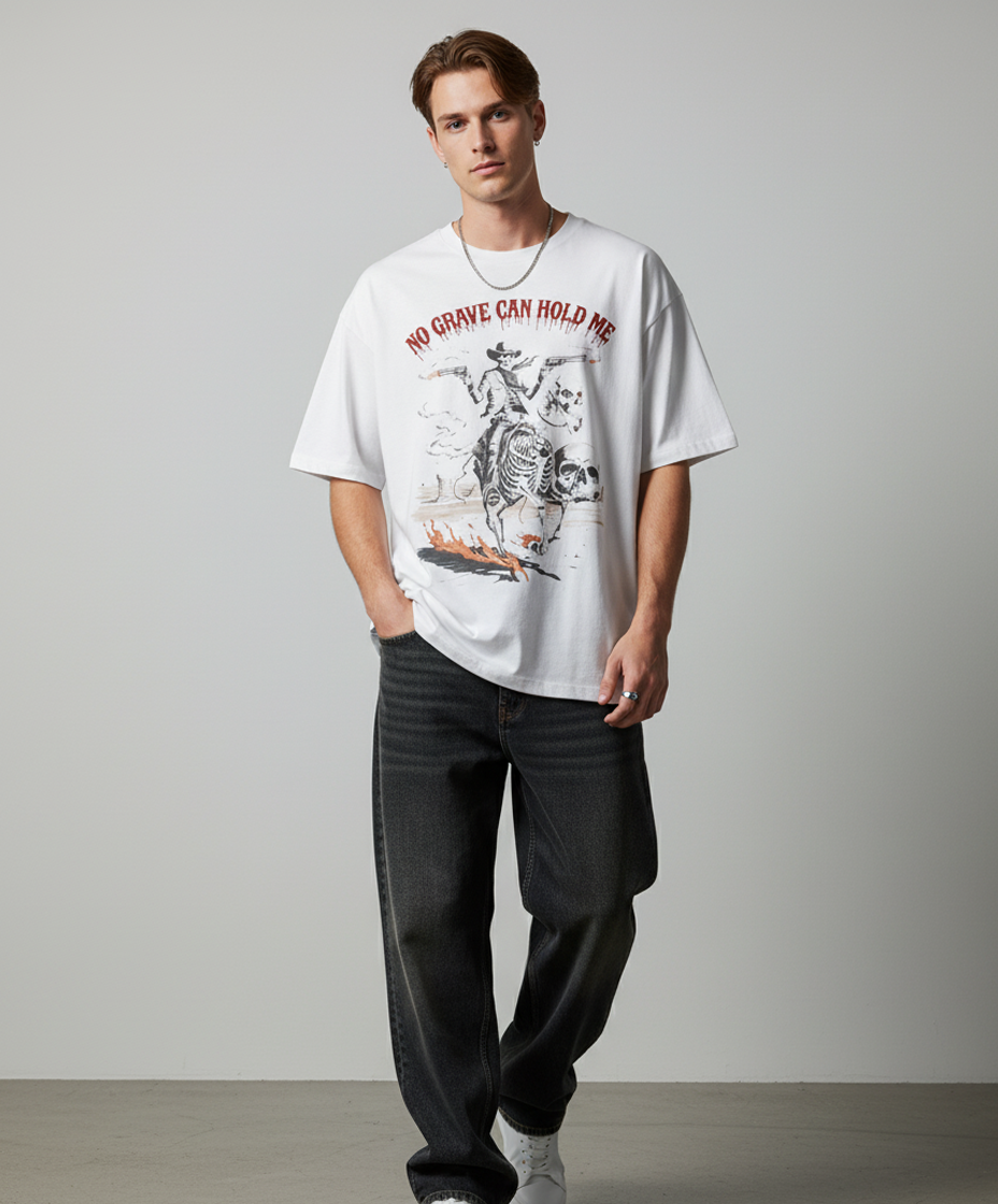 BACK FROM NULL – White Oversized Tee