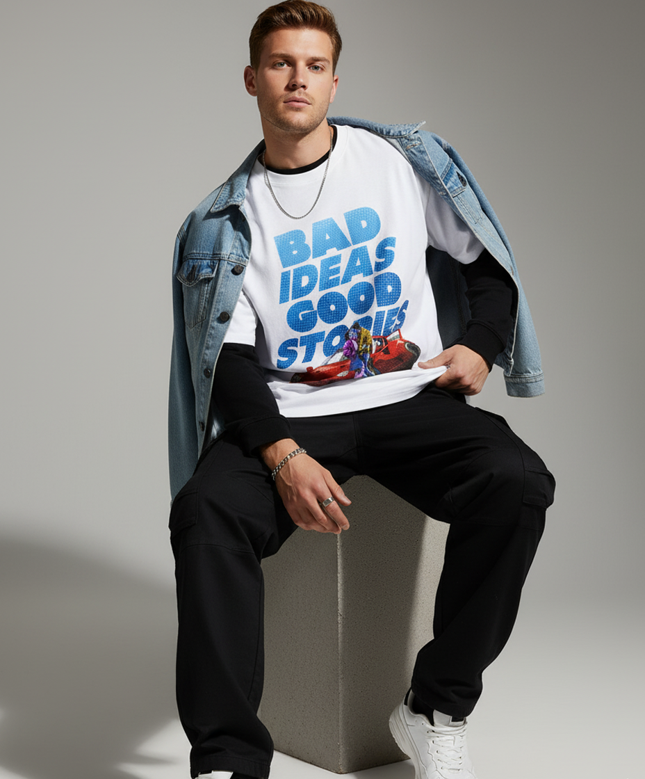 BAD IDEAS, GOOD STORIES – Graphic Oversized T-shirt