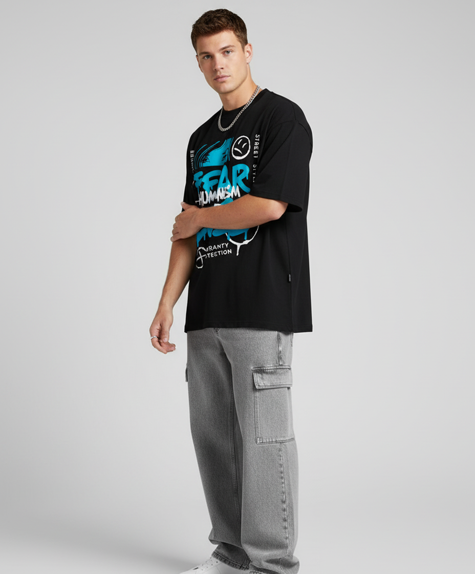 DEPT_404 – Black Oversized Tee