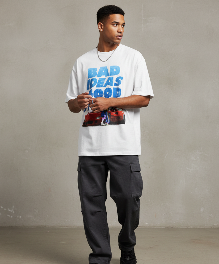 BAD IDEAS, GOOD STORIES – Graphic Oversized T-shirt