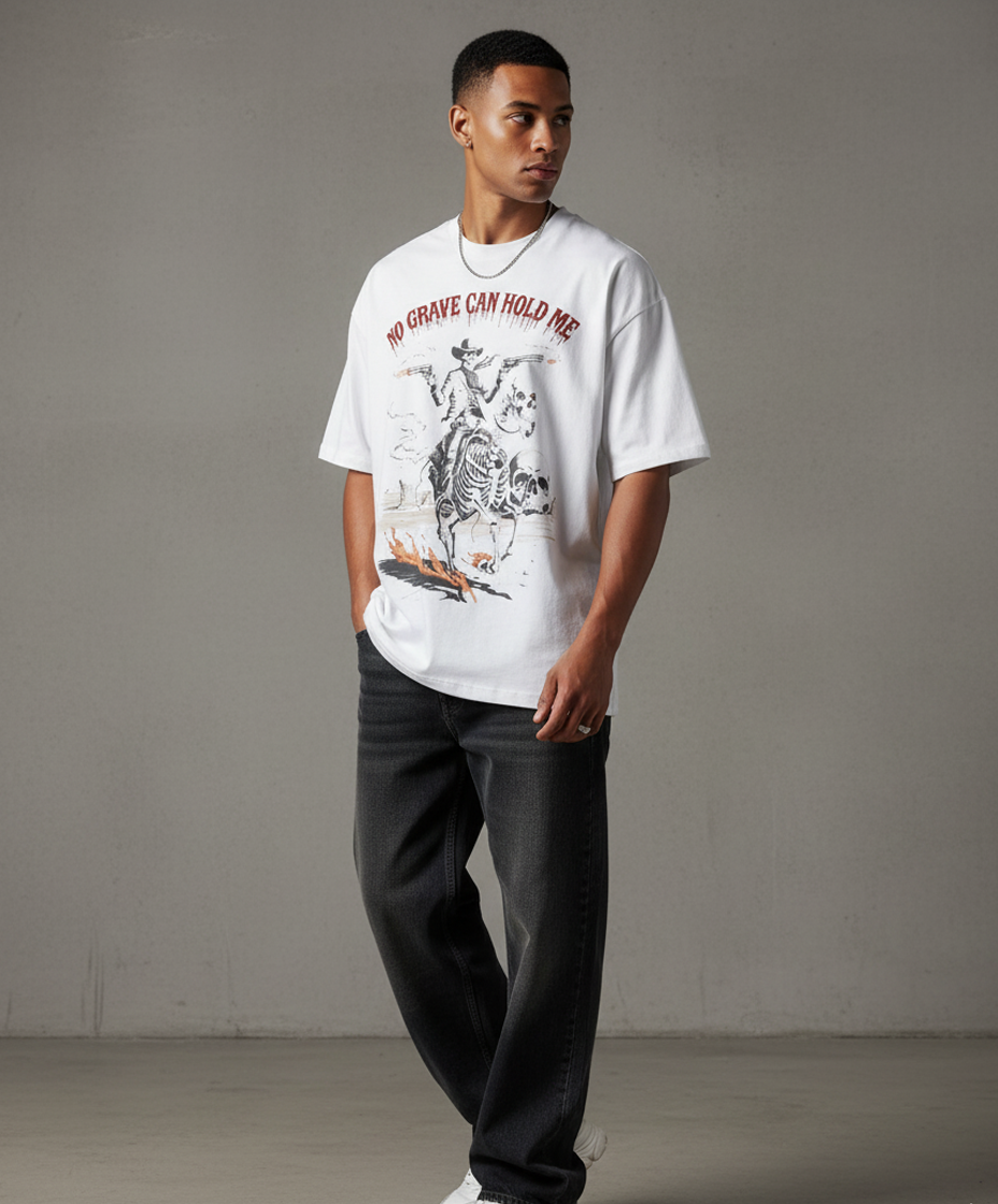 BACK FROM NULL – White Oversized Tee