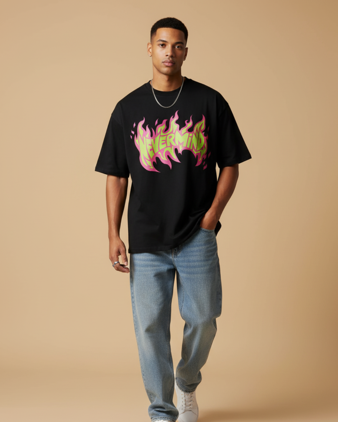 NEVERMIND – Black Oversized Tee