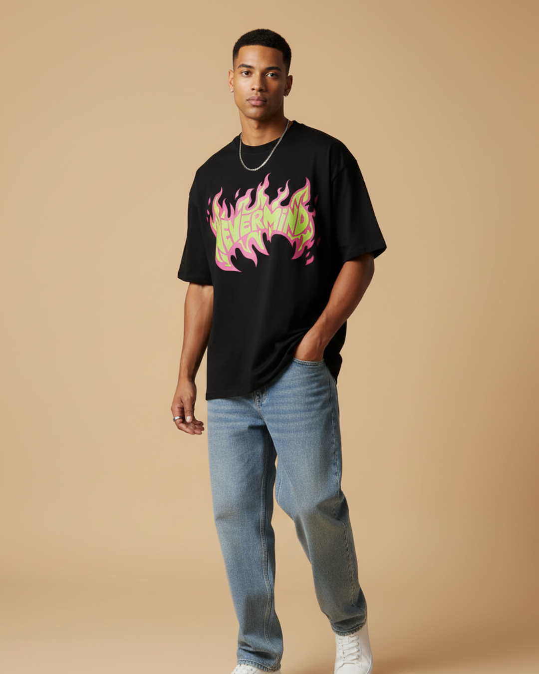 NEVERMIND – Black Oversized Tee