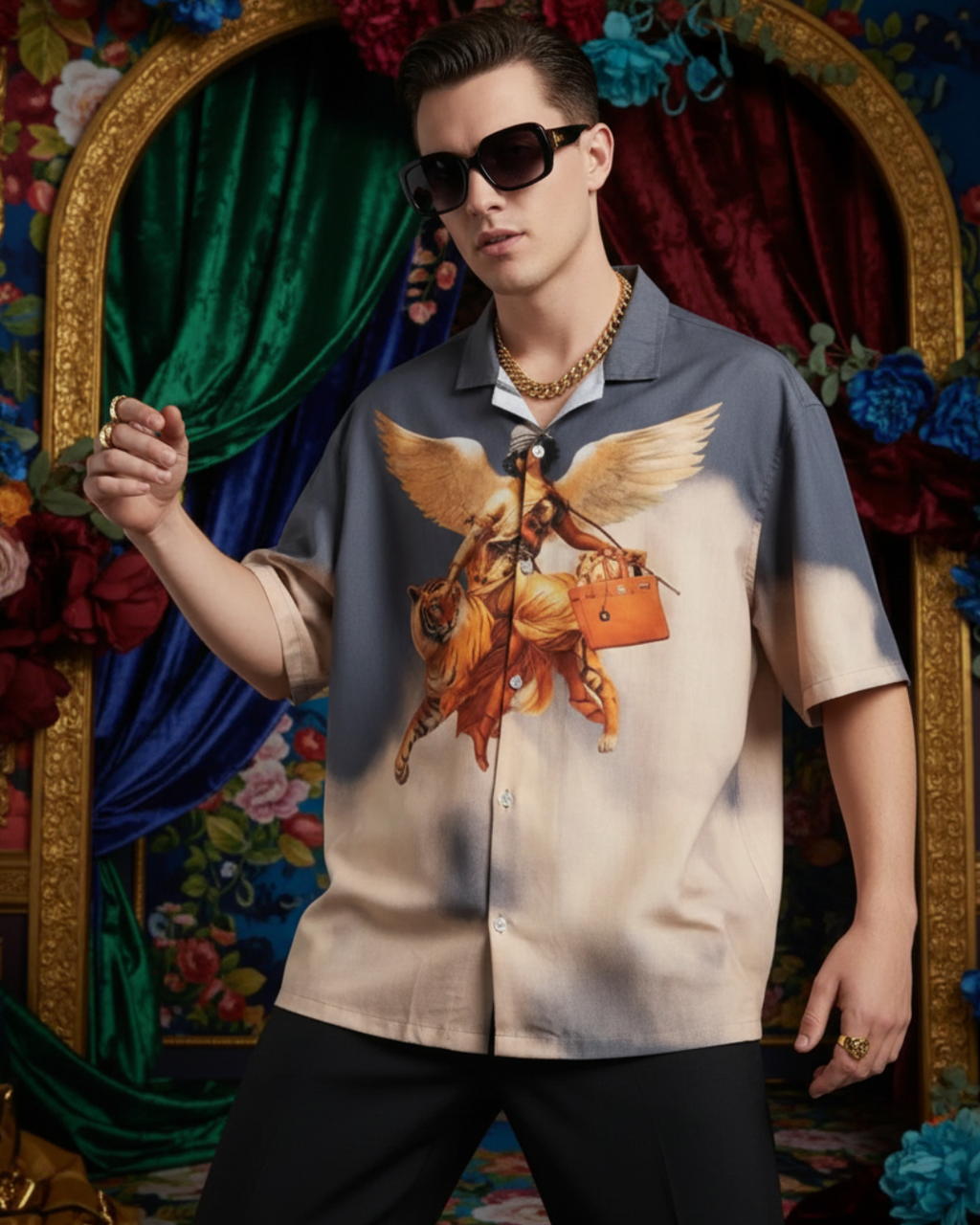 ANGELIC ASCENT – Oversized Linen Blend Shirt