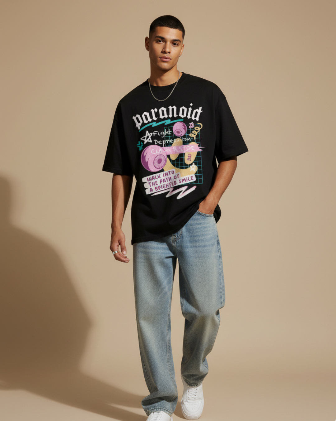 THE PARANOID PARADOX – Black Statement Oversized T-shirt