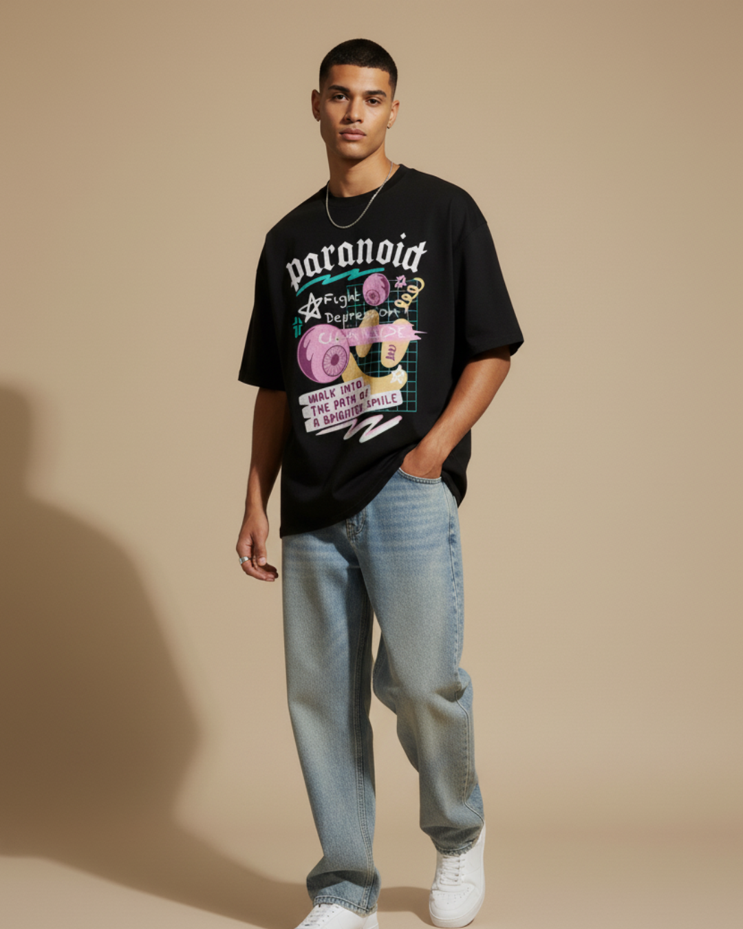 THE PARANOID PARADOX – Black Statement Oversized T-shirt
