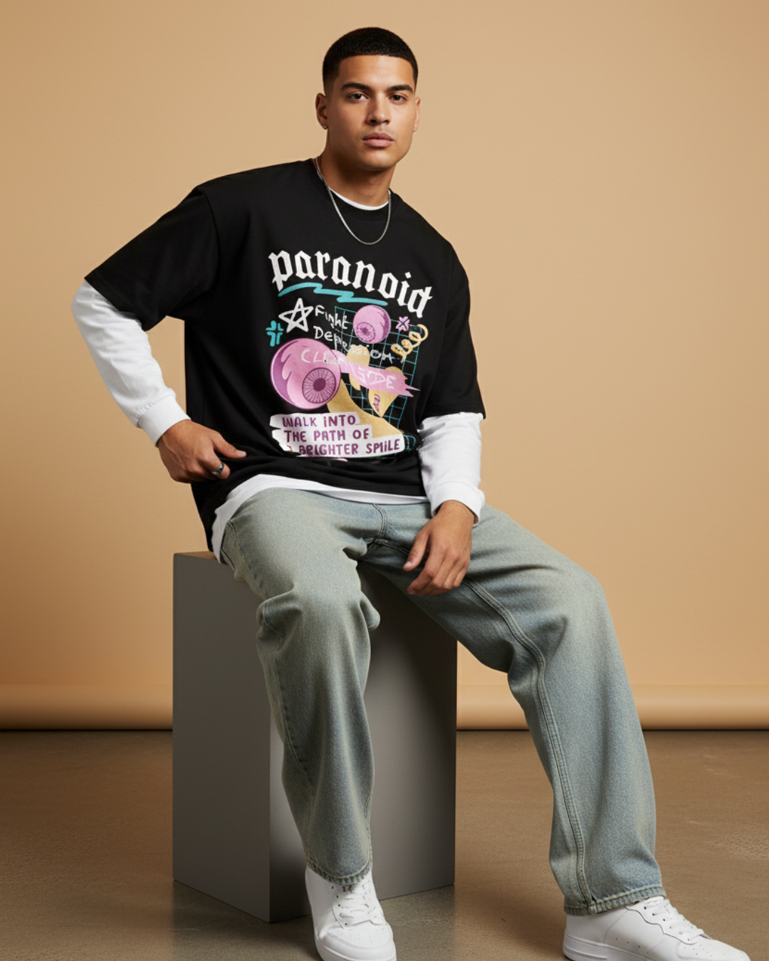 THE PARANOID PARADOX – Black Statement Oversized T-shirt