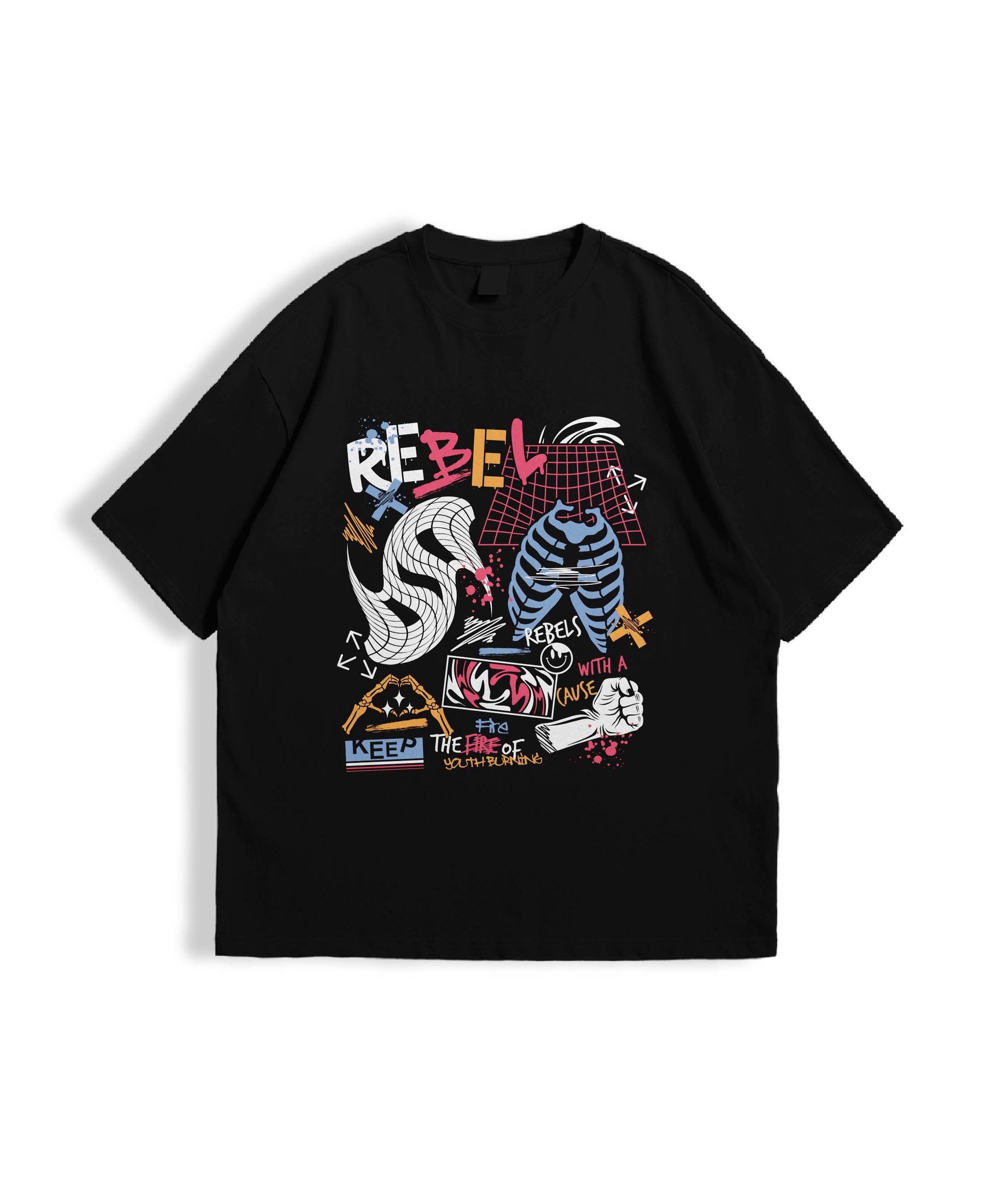 REBEL SPIRIT – Black Oversized Tee