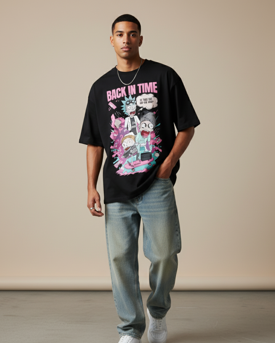 TIME TRIPPERS – Black Statement Oversized T-shirt