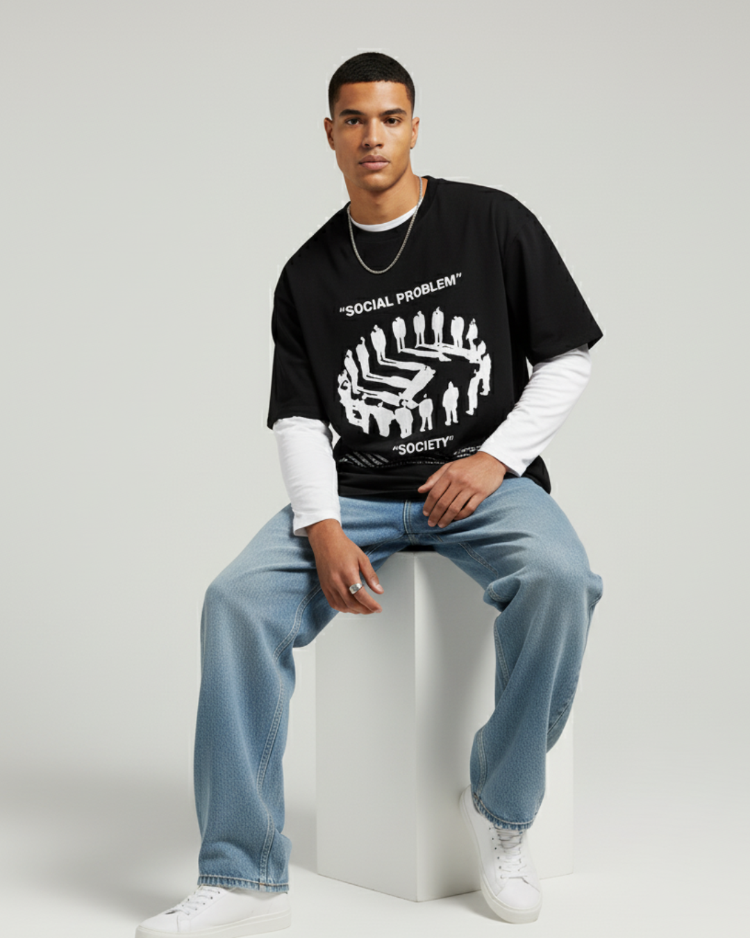 CIVILIZED CHAOS – Black Statement Oversized T-shirt