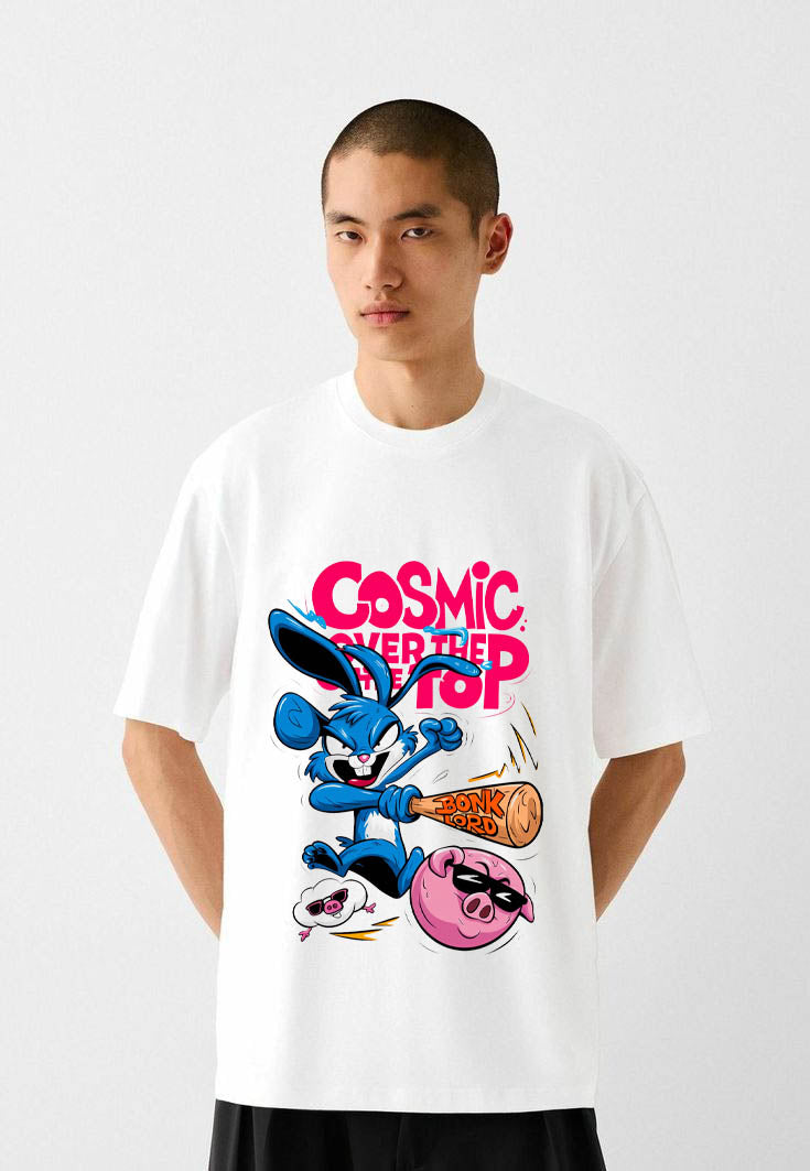 LOONY GALAXY – White Oversized Tee