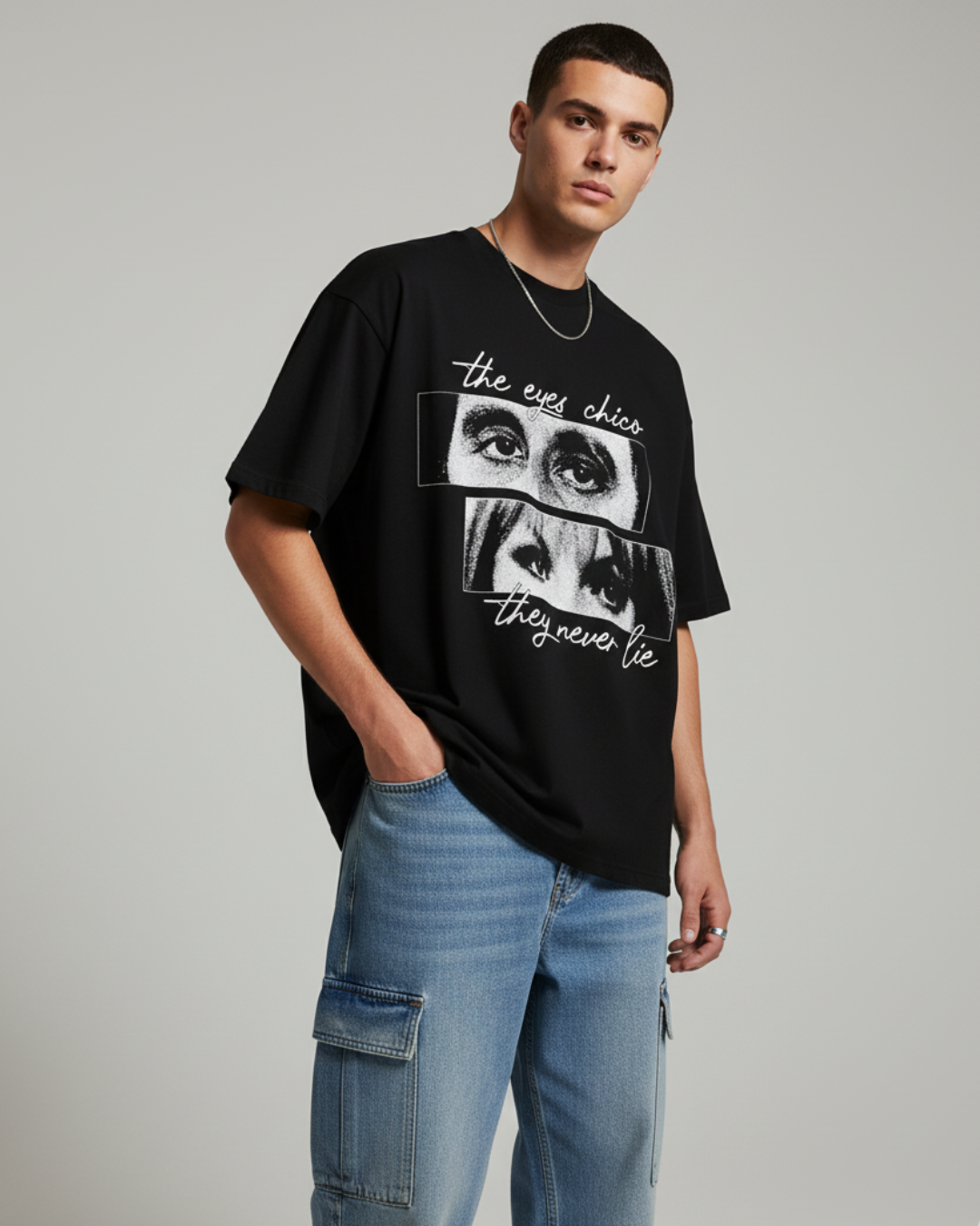 EYES NEVER LIE – Black Oversized Tee
