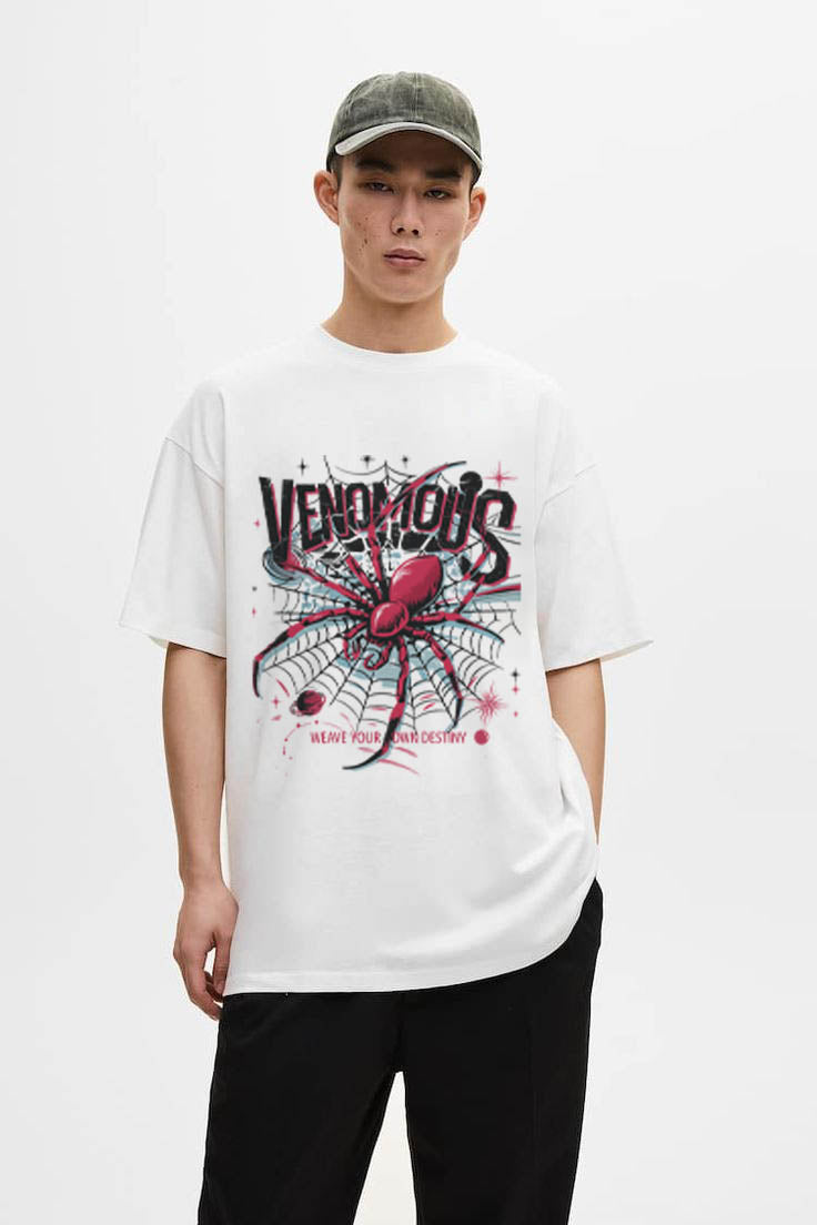 WEB OF FATE – White Statement Oversized T-shirt