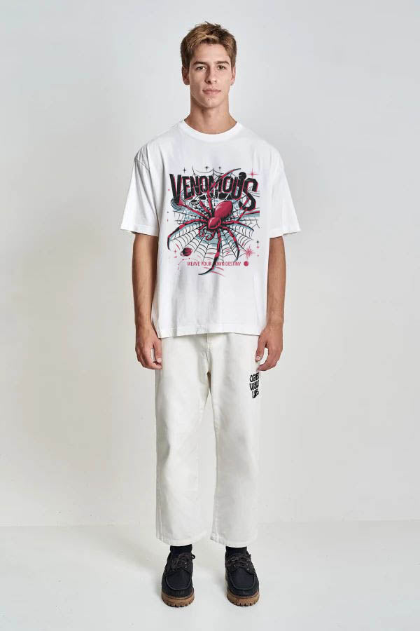 WEB OF FATE – White Statement Oversized T-shirt